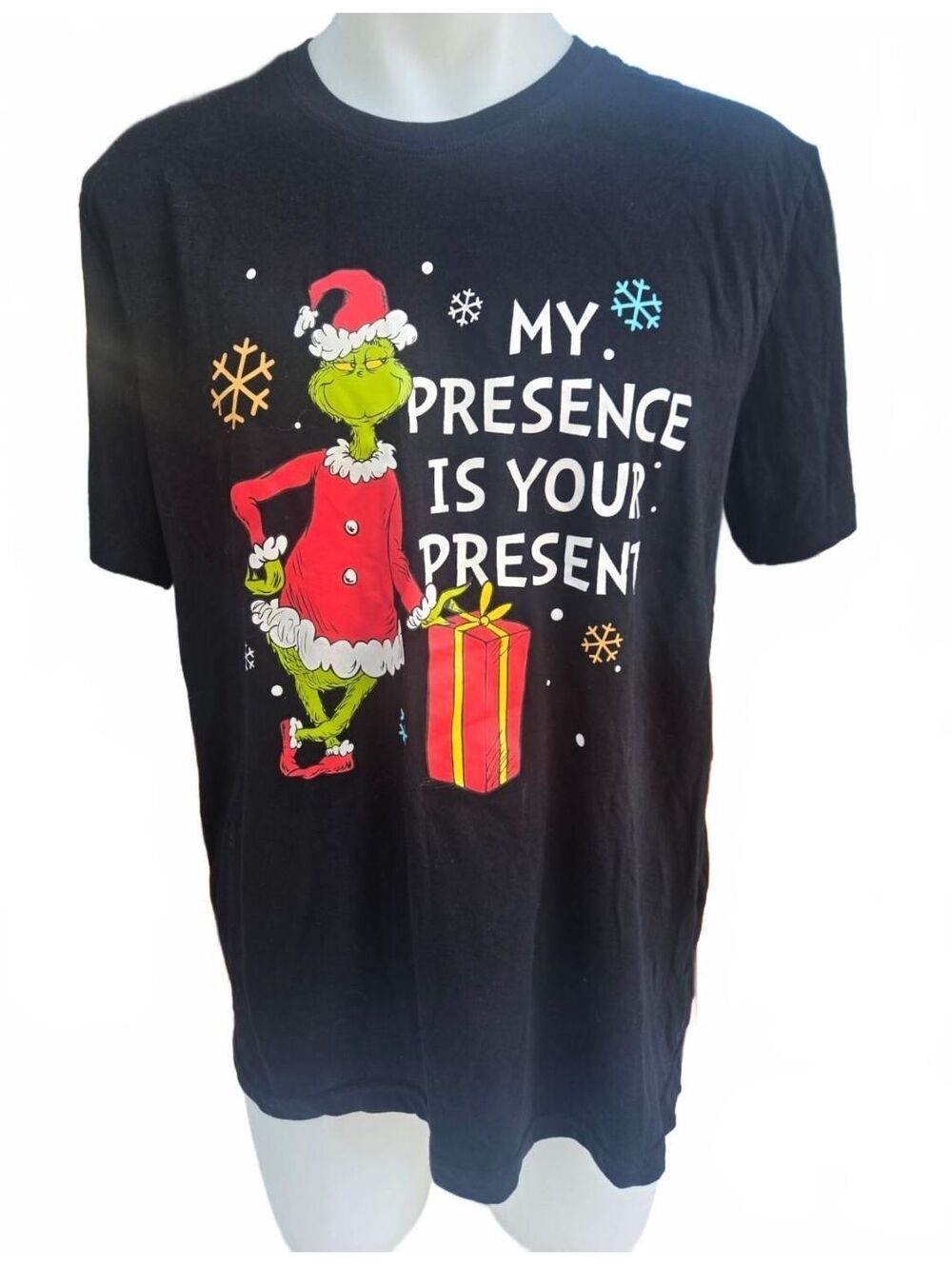 The Grinch Black Short Sleeve T-Shirt Large Christmas Large